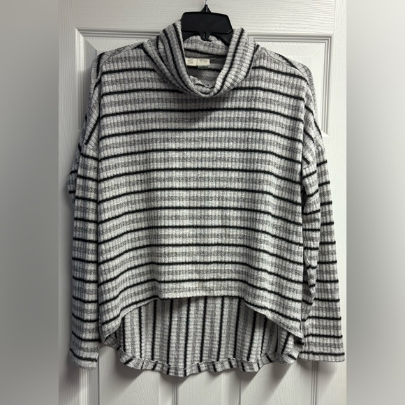 Saturday Sunday Anthropologie Pippa Hacci Turtleneck Stripe High-Low Sweater Med - Picture 2 of 5
